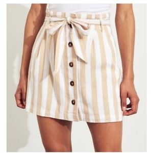Beige Striped Paper Bag Hollister Skirt